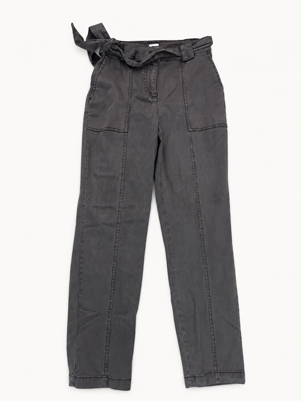 Joie Straight-Leg Paperbag Jeans - Charcoal